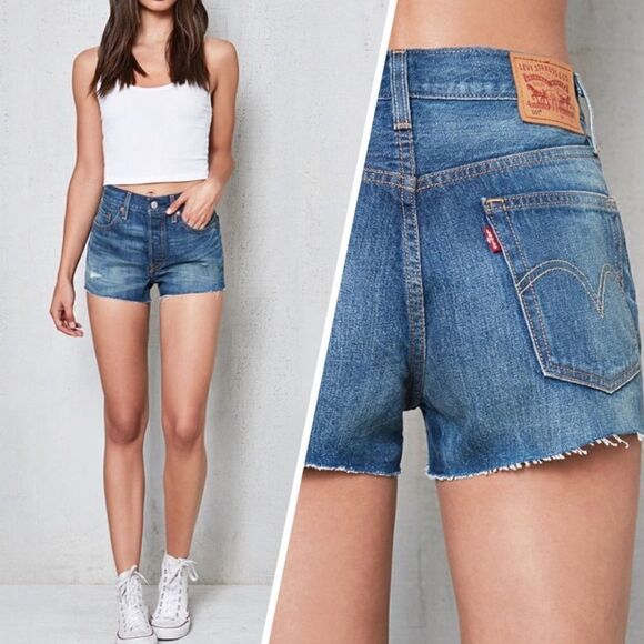 Levi's 501 Distress Cut Off Shorts California Tide Womens 27 - Picture 13 of 13